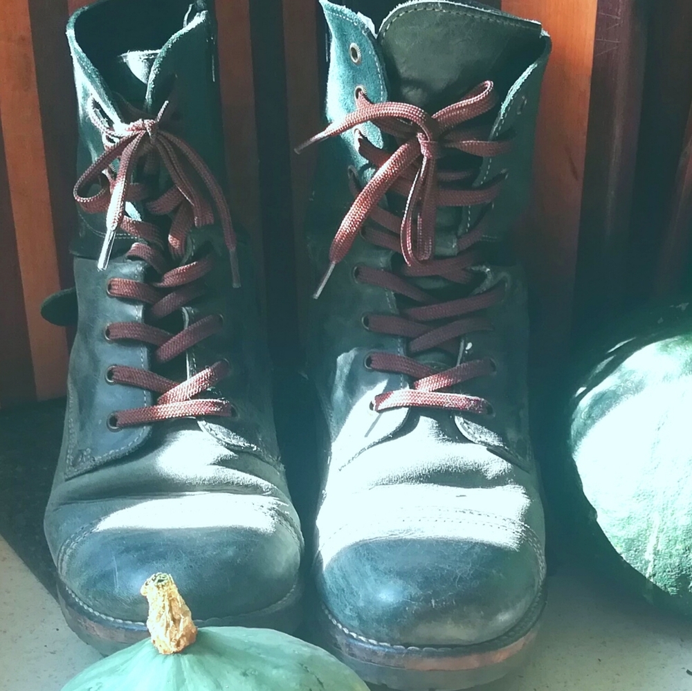 Green leather taos boots.